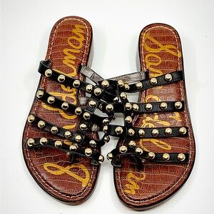 Sam Edelman Studded Leather Sandals • Black Strappy • Chic Comfort